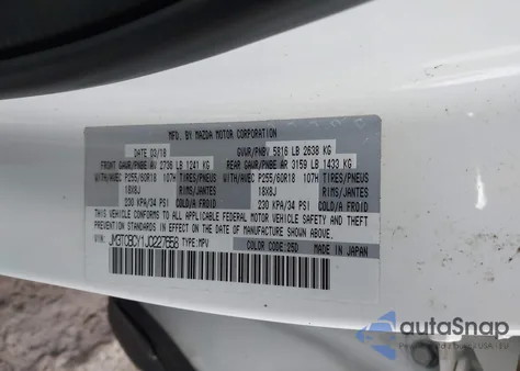 2018 Mazda Cx-9 Touring from USA, damaged, VIN JM3TCBCY1J0227658